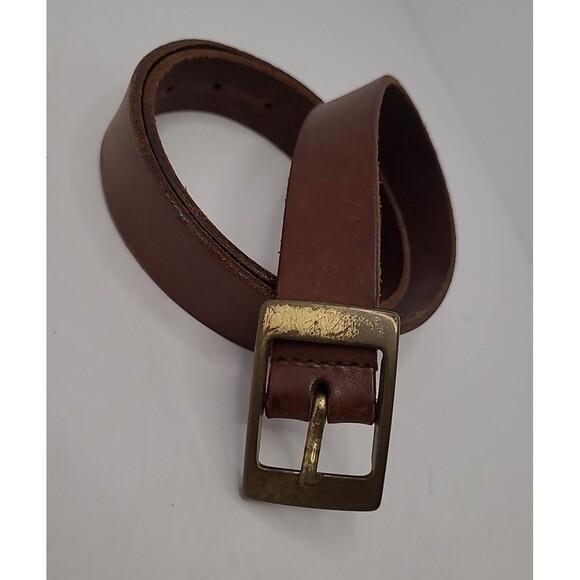 Cole Haan Womens Brown Leather Belt Size Large Made in USA Minimalist Preppy - Picture 1 of 8